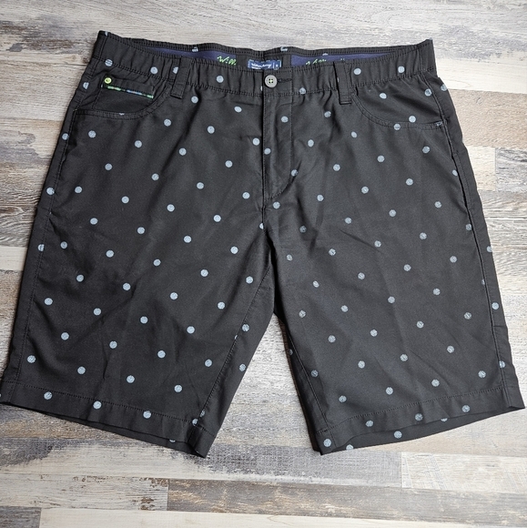 William Murray Golf Shorts Men's 38 x 11 Black with Ball Pattern